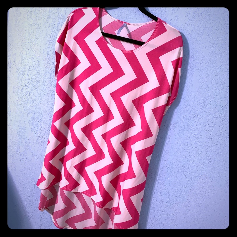 Azules High Low Zigzag Top